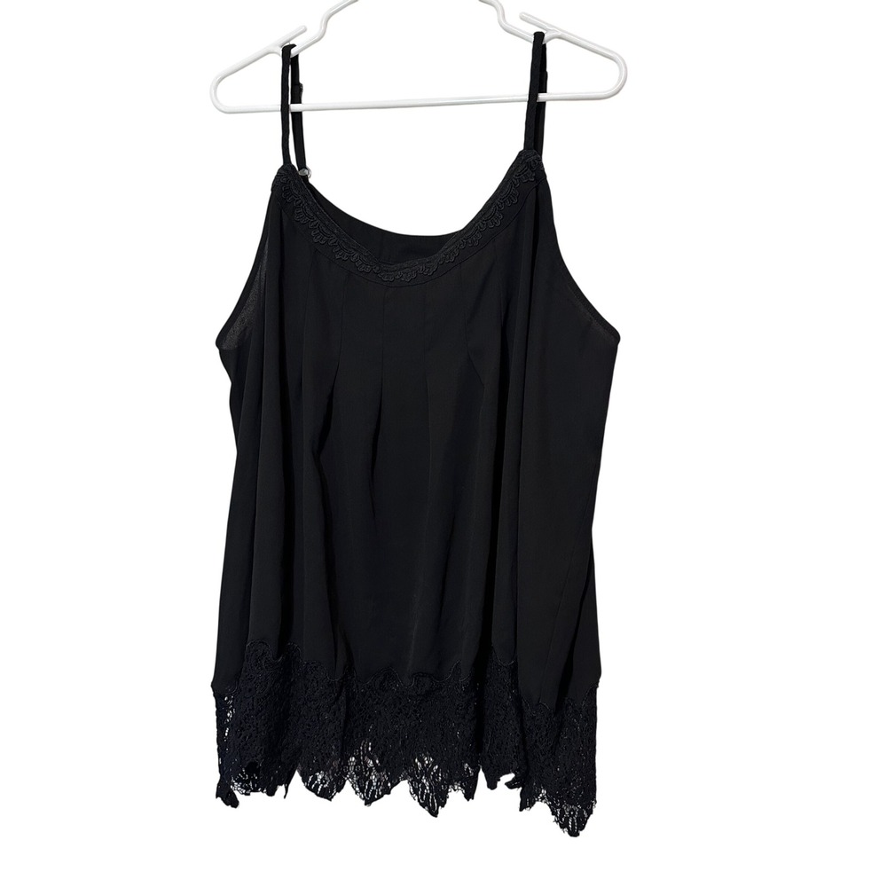 Glamour x Lane Bryant Black‎ Lace Trim Pleated Camisole Top Plus Size 22